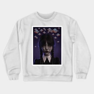 wednesday addams piranha gothic picture sticker netflix Crewneck Sweatshirt